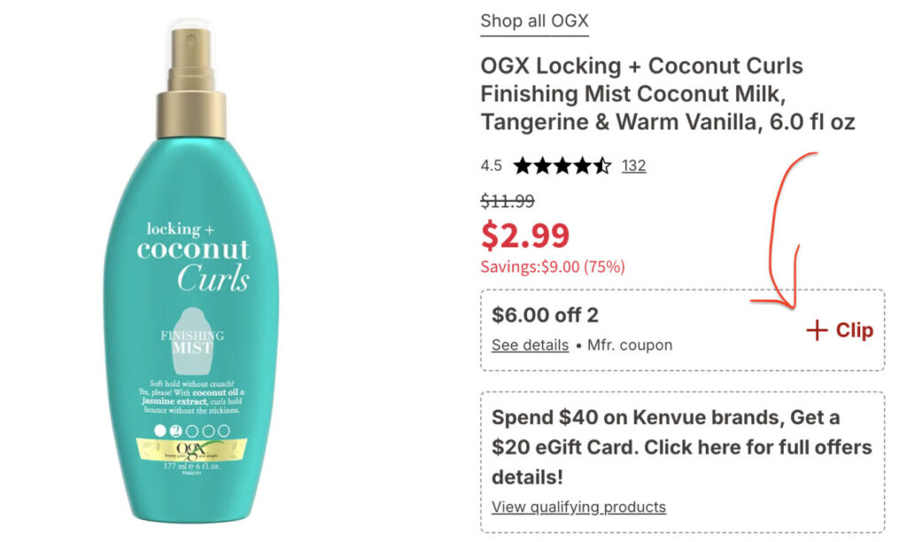 Free Ogx Locking + Coconut Curls Finishing Mist At Walgreens (Working In 2025)